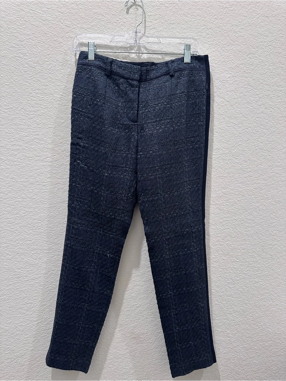 Tory‎ Burch Dark Navy Textured Tailored Trousers